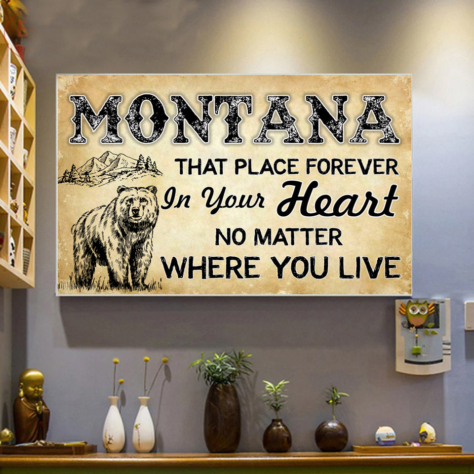 Montana Vintage Poster  That Place Forever In Your Heart No Matter Where You Live - Poster Teezalo