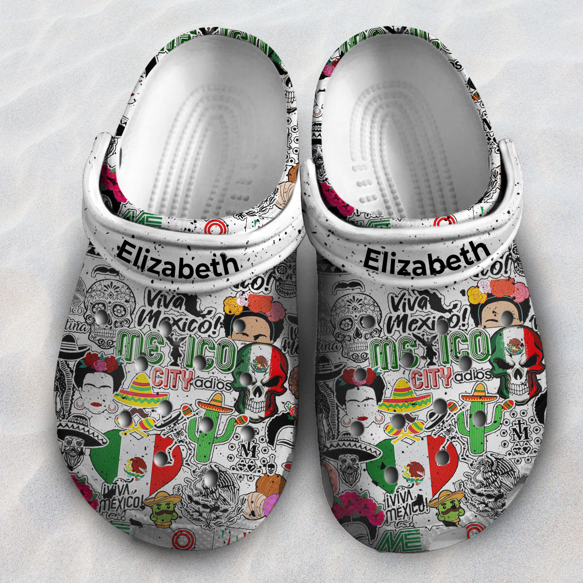 Mexican Symbols Clogs Shoes