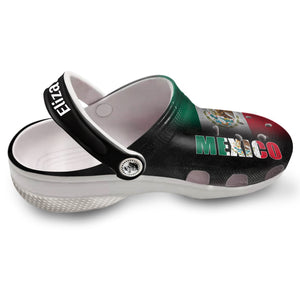 Mexico Personalized Clogs Shoes With A Half Flag