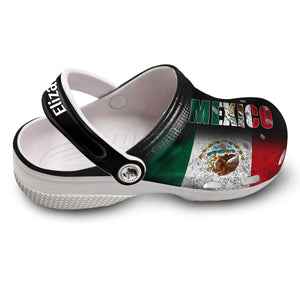 Mexico Personalized Clogs Shoes With A Half Flag