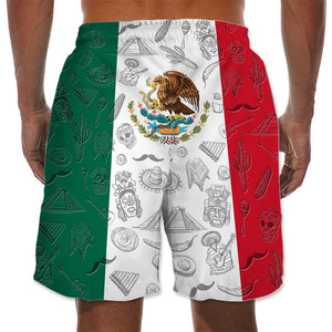 Mexico Men Beach Shorts With Symbols On Flag