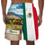 Mexico Flag Men Beach Shorts With Pyramids Of The Sun And Moon On The Avenue Of The Dead