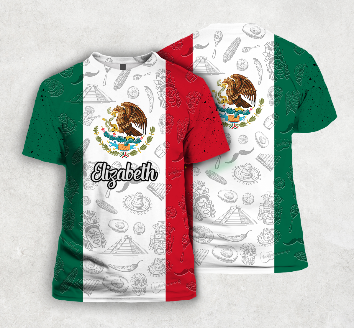 Mexico Flag And Symbol Personalized Shirt With Your Name