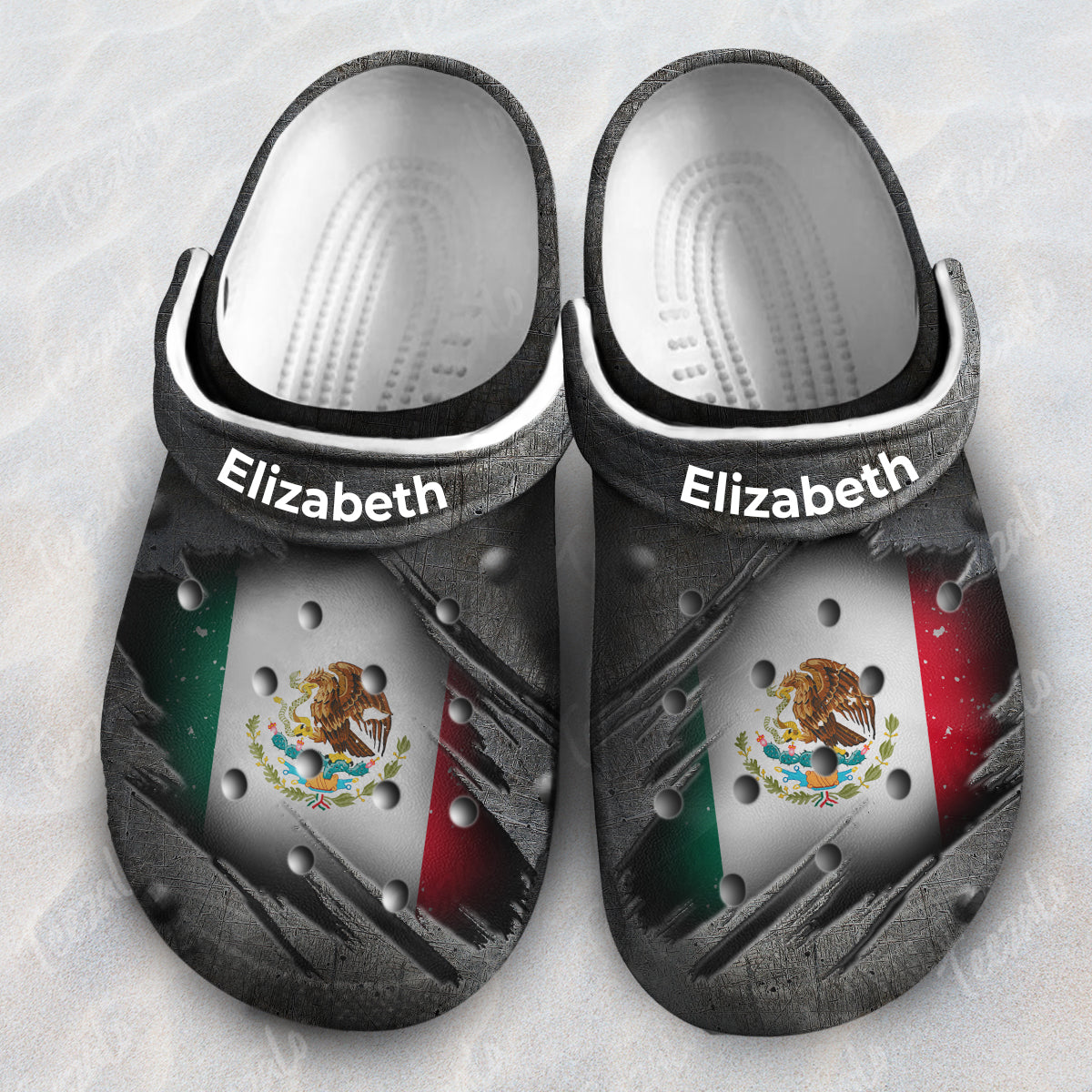 Vintage Mexico Flag Personalized Clogs Shoes With Your Name