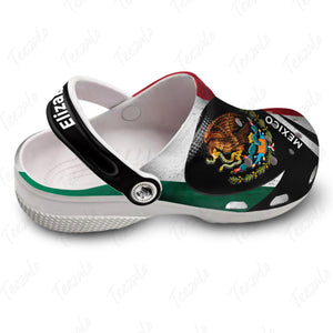 Mexico Flag Cover Personalized Clogs Shoes With Coat Of Arms