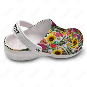 Mexico Flower With Symbols Personalized Clogs Shoes