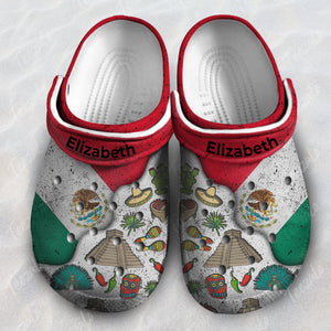 Mexico Personalized Clogs Shoes A Half Symbol And Flag