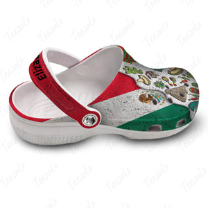 Mexico Personalized Clogs Shoes A Half Symbol And Flag