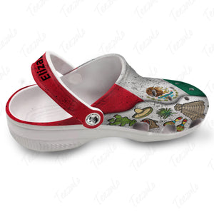 Mexico Personalized Clogs Shoes A Half Symbol And Flag