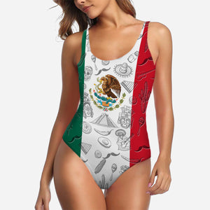 Mexico Swimsuit With Many Symbols On Flag