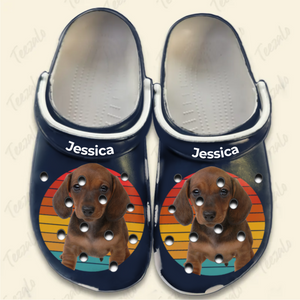 Custom Dog Pet Face Retro Clogs Shoes, Gift Dog Lovers