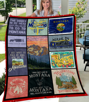 Montana Fleece Blanket With Flag And Sayings