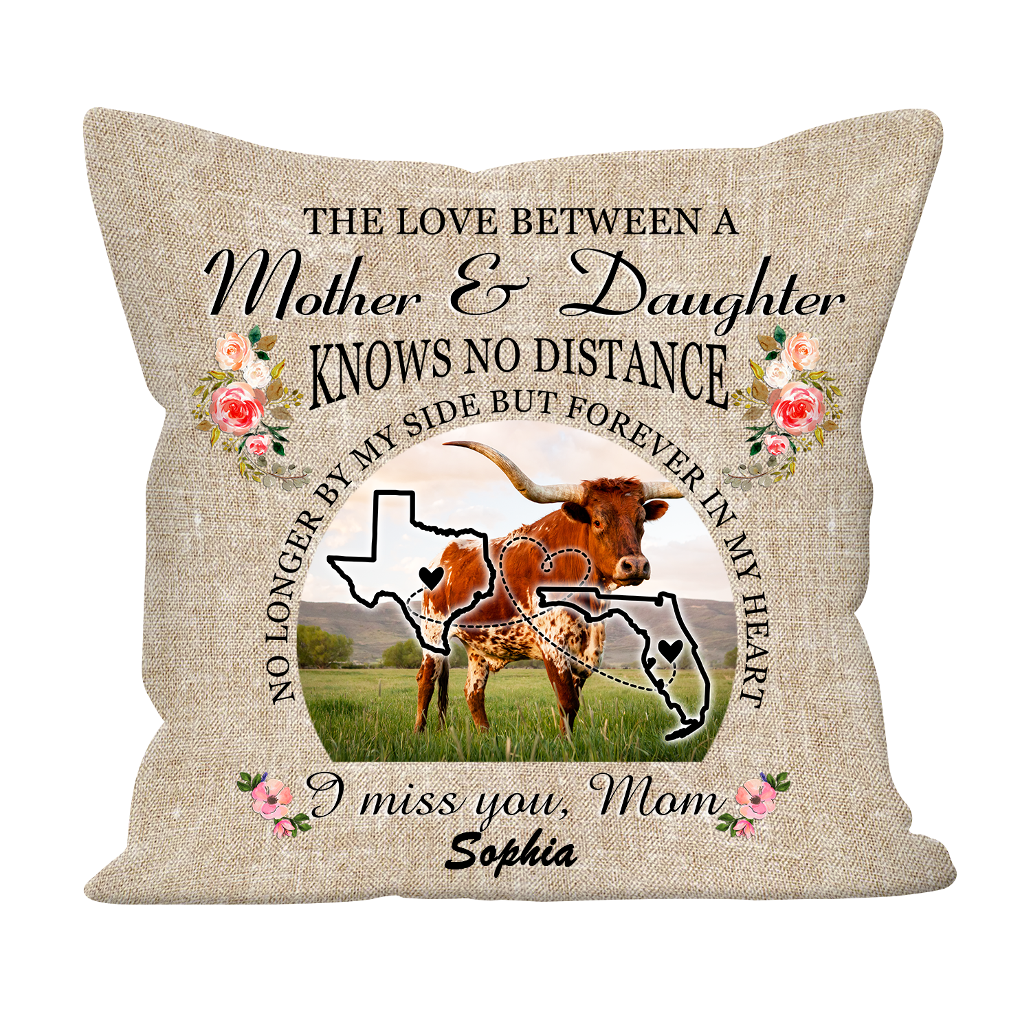 Long Distance Gift for Mom Mother And Daughter Knows No Distance Personalized Pillow - Pillow Long Distance Teezalo