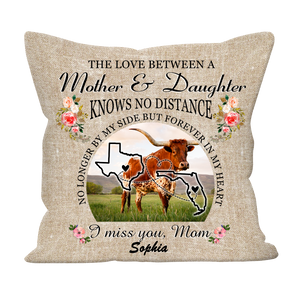 Long Distance Gift for Mom Mother And Daughter Knows No Distance Personalized Pillow - Pillow Long Distance Teezalo