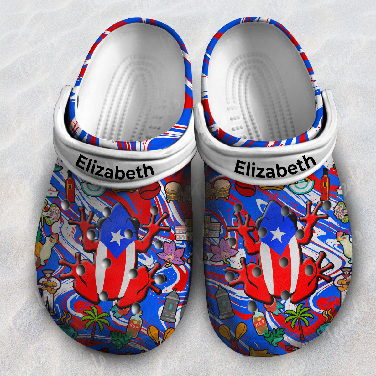 Puerto Rico Mixed Colors Flag Symbols Personalized Clogs Shoes