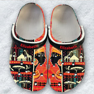 Pan African Personalized Clogs Shoes With Symbols - Custom Name 1
