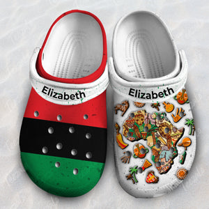 Pan Africa Clogs Shoes With Flag And Symbols, Custom Your Name