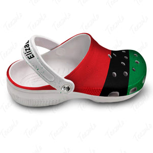 Pan Africa Clogs Shoes With Flag And Symbols, Custom Your Name
