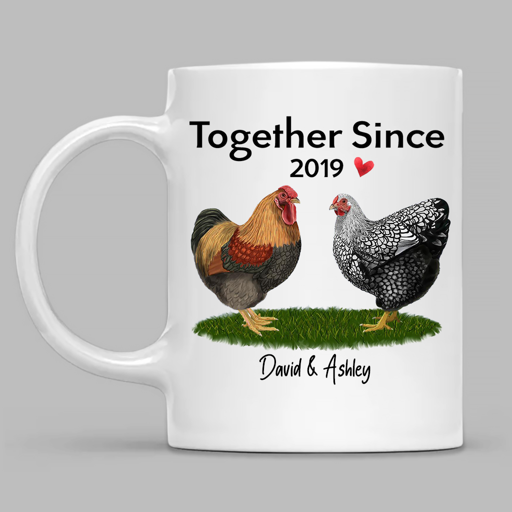 Personalized Chicken Rooster Hen Mug For Couple