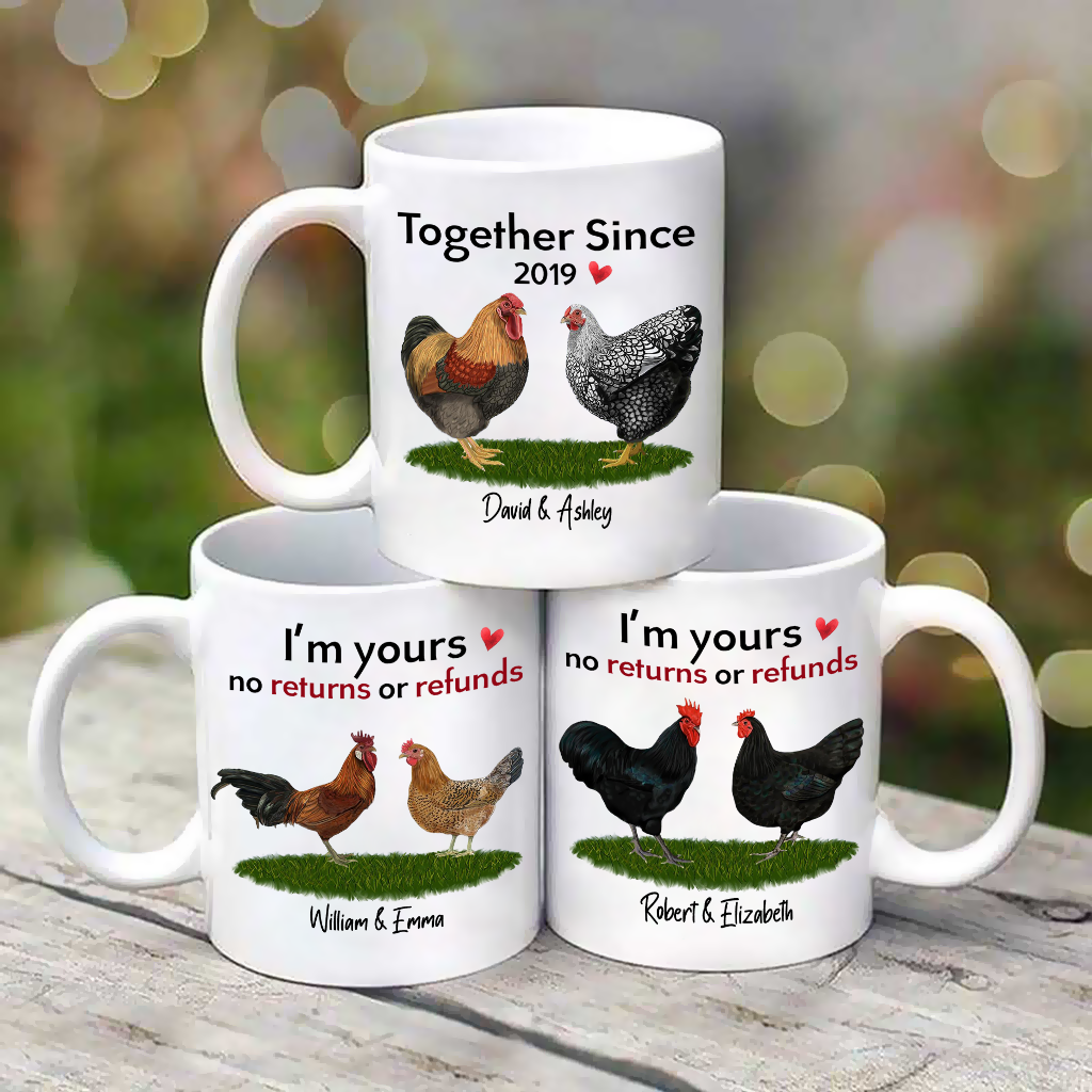 Personalized Chicken Rooster Hen Mug For Couple