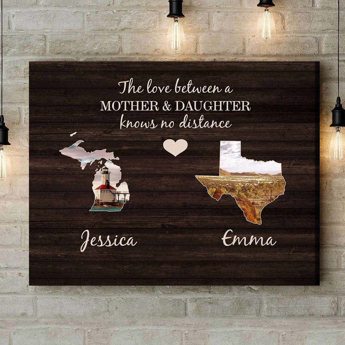 Personalized Long Distance Family Canvas Wall Art From Daughter From Son