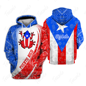 Personalized Puerto Rico Hoodies For Unisex With Flag Cover