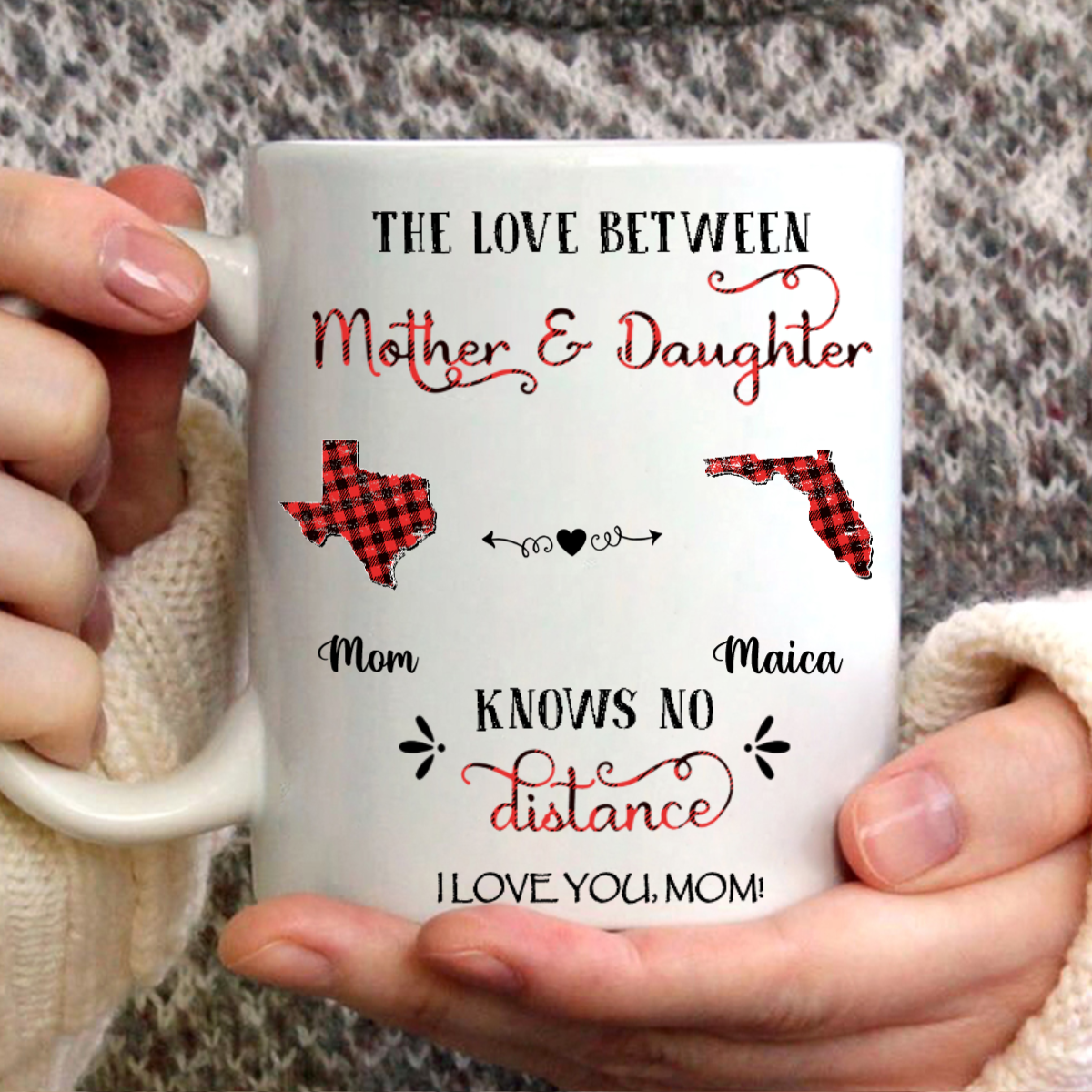 Mother Daughter Long Distance State Mug, Mother Daughter Gift, Gift From Daughter