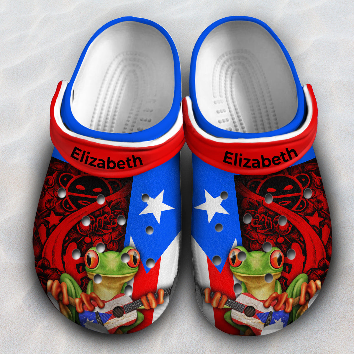 Puerto Rican Roots Flag Heritage Personalized Clogs Shoes