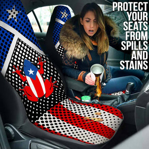 Puerto Rico Flag Coqui Car Seat Cover Circular Dot Pattern