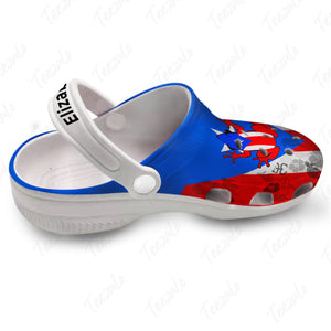 Puerto Rico Flag With Symbols Coqui Personalized Clogs Shoes