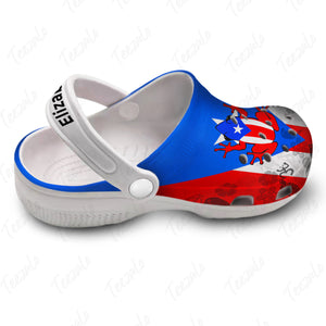 Puerto Rico Flag With Symbols Coqui Personalized Clogs Shoes