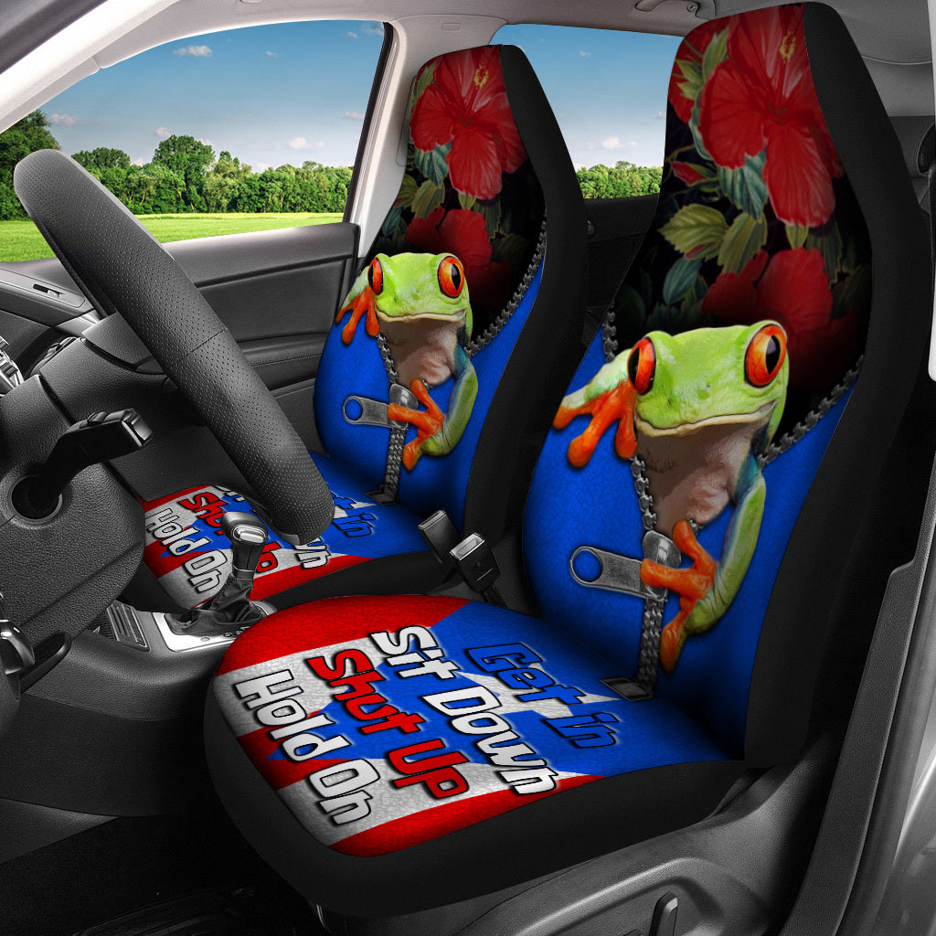 Puerto Rico Frog Flag Symbols Car Seat Covers