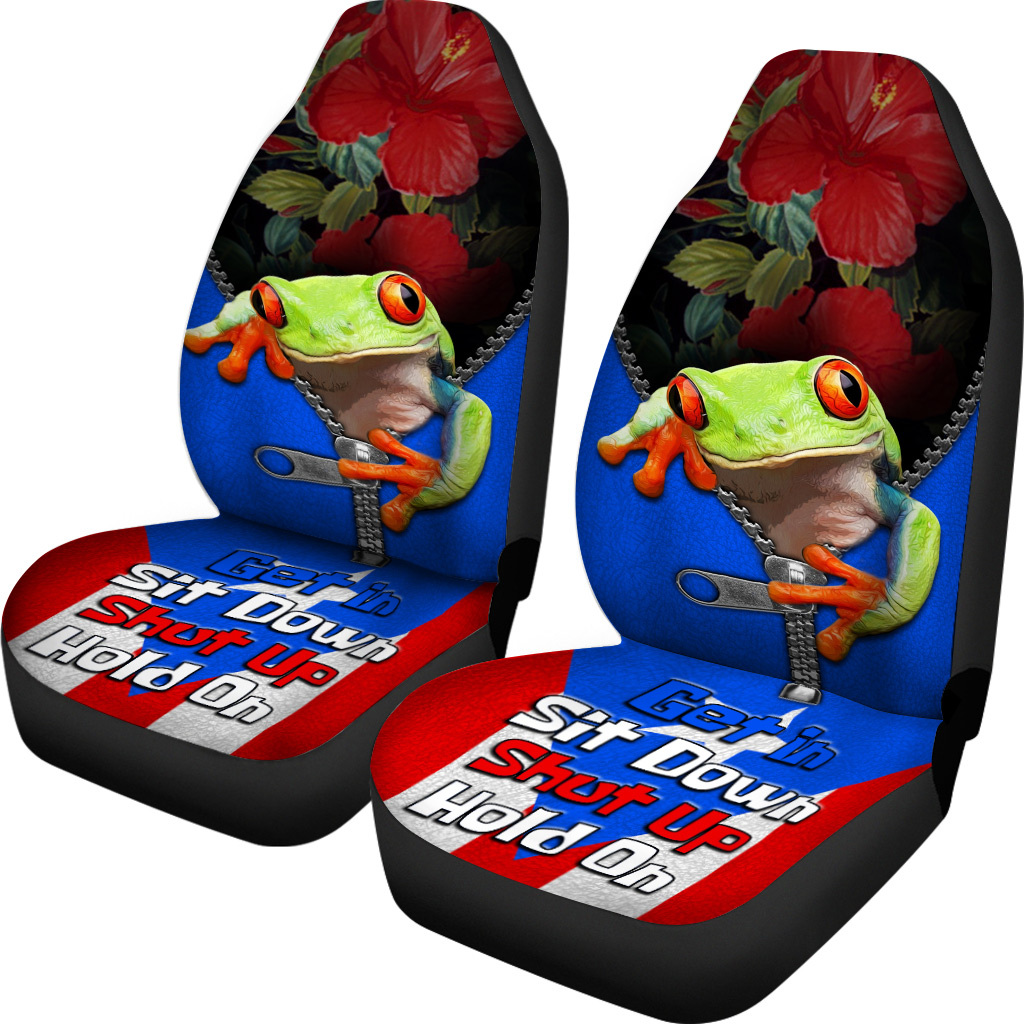 Puerto Rico Frog Flag Symbols Car Seat Covers Teezalo