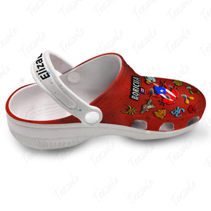 Puerto Rico Personalized Red Clogs Shoes