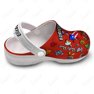Puerto Rico Personalized Red Clogs Shoes