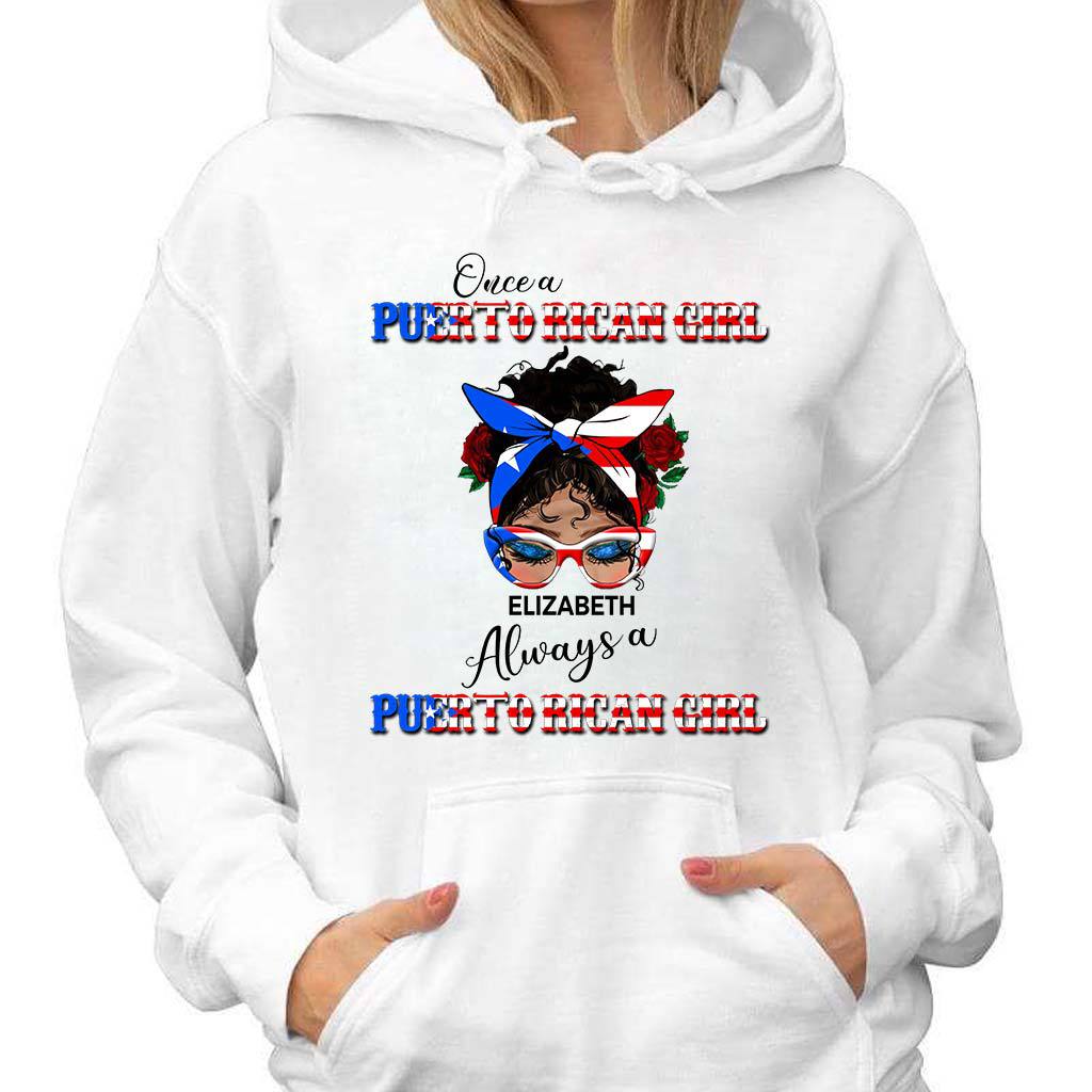 Puerto Rico Girl Personalized Hoodie, Once A Puerto Rico Girl Always A Puerto Rico Girl