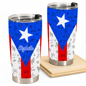Puerto Rico Flag And Symbols Personalized Tumbler With Your Name - Tumbler Born Teezalo