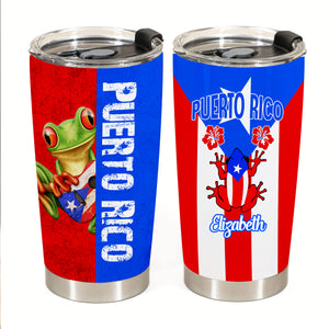 Puerto Rico Flag Personalized Tumbler With Coqui