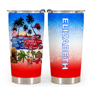 Puerto Rico Map Personalized Tumbler With Symbols
