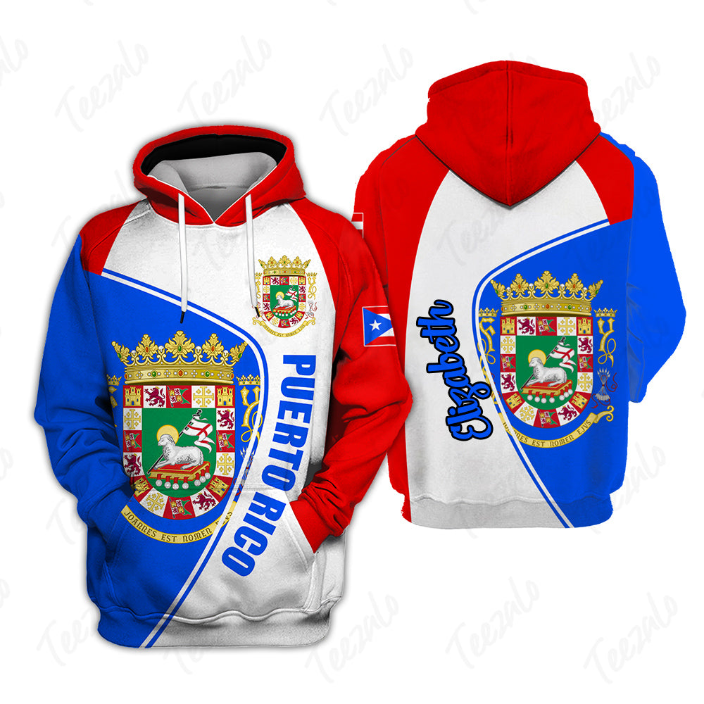 Puerto Rico Flag 3D Personalized Hoodie for Men Women
