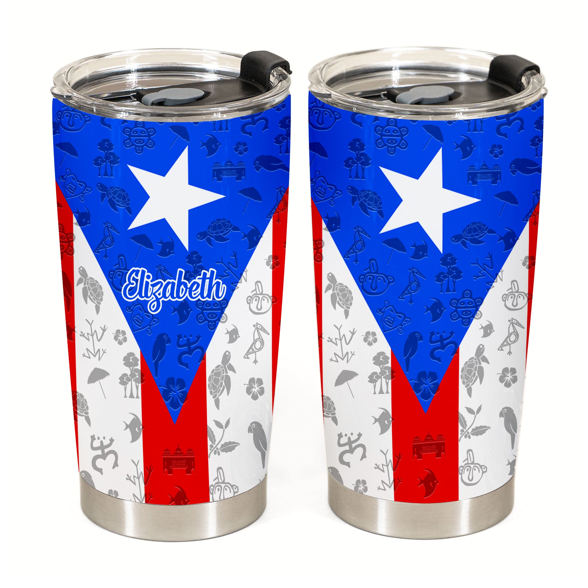 Puerto Rico Flag And Symbols Personalized Tumbler With Your Name - Tumbler Born Teezalo