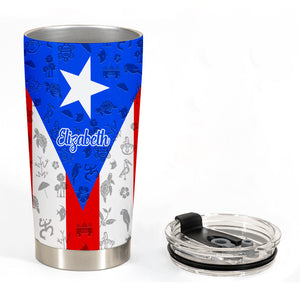 Puerto Rico Flag And Symbols Personalized Tumbler With Your Name - Tumbler Born Teezalo