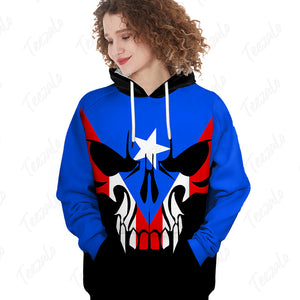 Puerto Rico Flag Skull 3D Personalized Hoodie