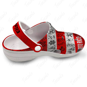 Vintage Puerto Rican Flag Symbols Personalized Clogs Shoes