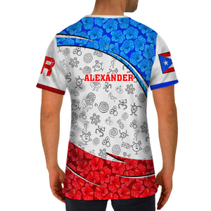 Puerto Rico Symbols Flag Flower Custom Your Name 3D T-shirt