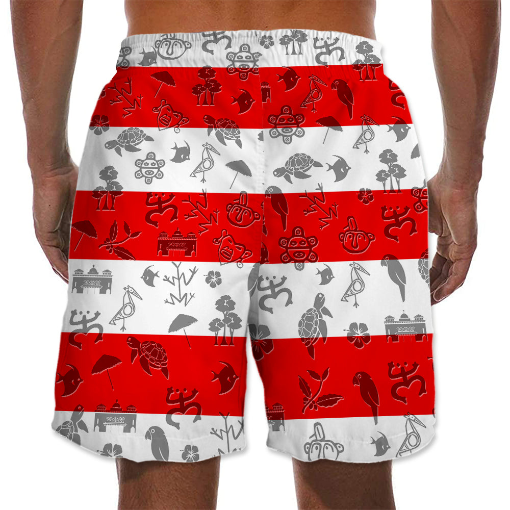 Puerto Rico Men Beach Shorts With Symbols On Flag