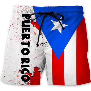 Puerto Rico Half Flag With Grunge Brush Men Beach Short