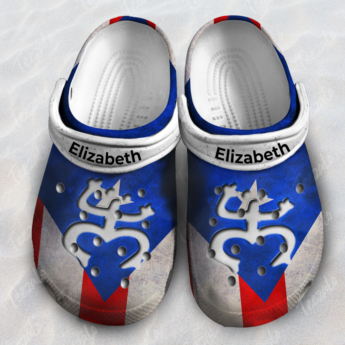Symbols On Puerto Rico Flag Personalized Clogs Shoes - Crocs Born Teezalo