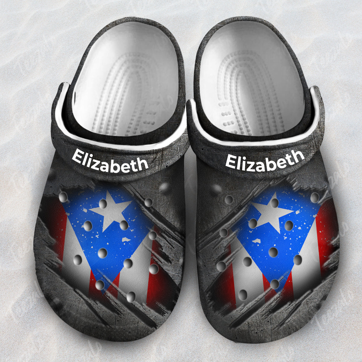 Vintage Puerto Rico Flag Personalized Clogs Shoes With Your Name