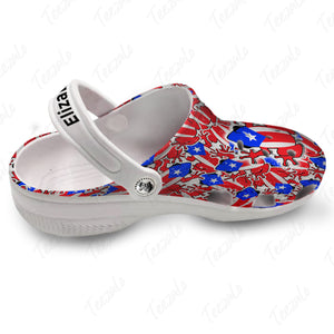 Puerto Rico Flag Clogs Shoes With Coqui - Crocs Born Teezalo